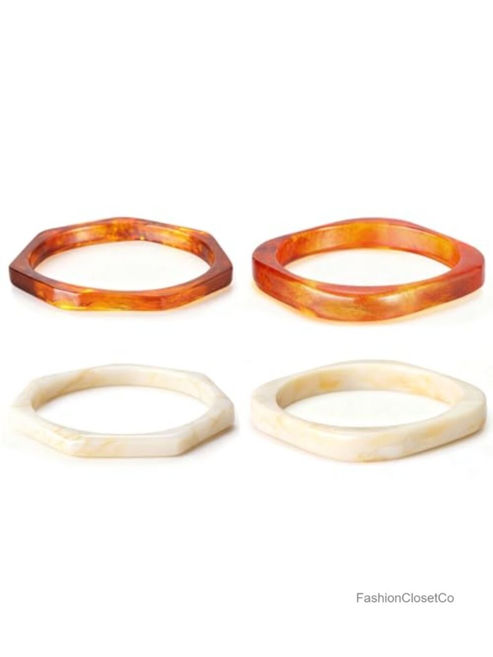 Set of 4 Chunky Acrylic Bangle Bracelets for Women Geometric Resin Stackable